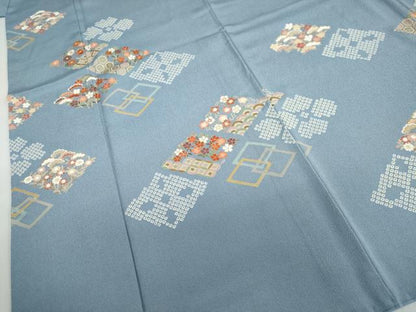 平和屋着物●訪問着　刺繍　菱草花文　金彩　正絹　逸品　DABD9482ud