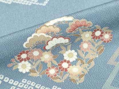 平和屋着物●訪問着　刺繍　菱草花文　金彩　正絹　逸品　DABD9482ud