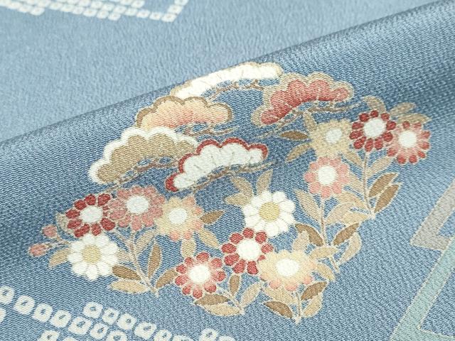 平和屋着物●訪問着　刺繍　菱草花文　金彩　正絹　逸品　DABD9482ud
