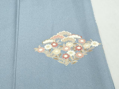 平和屋着物●訪問着　刺繍　菱草花文　金彩　正絹　逸品　DABD9482ud