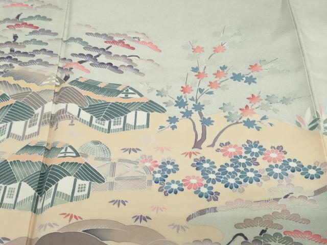 平和屋着物●訪問着　友禅　作家物　流水風景草花文　正絹　逸品　DABD9487ud