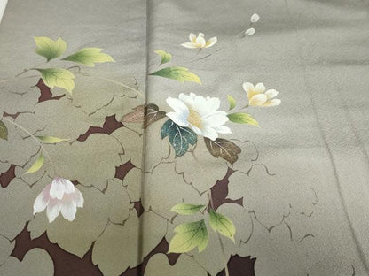 平和屋着物●訪問着　草花霞文　シルエット　暈し染め　金彩　正絹　逸品　DABD9488ud