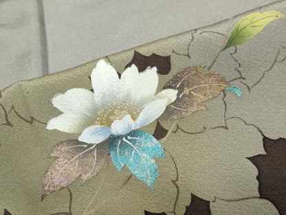 平和屋着物●訪問着　草花霞文　シルエット　暈し染め　金彩　正絹　逸品　DABD9488ud