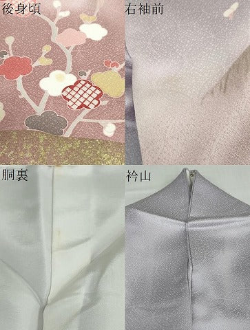 平和屋着物●訪問着　枝梅文　暈し染め　金彩　正絹　逸品　DABD9490ud