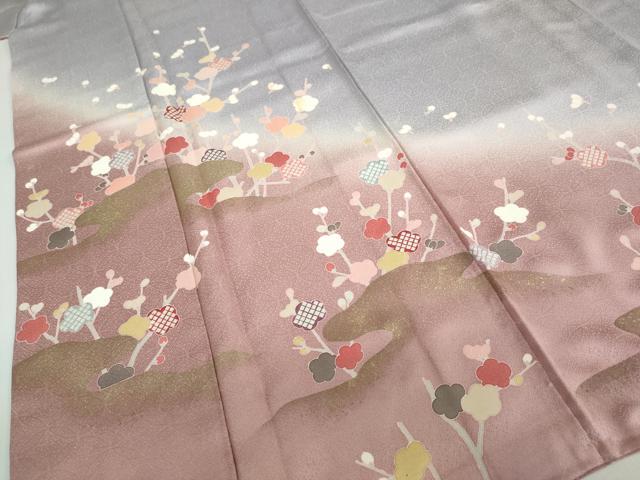 平和屋着物●訪問着　枝梅文　暈し染め　金彩　正絹　逸品　DABD9490ud