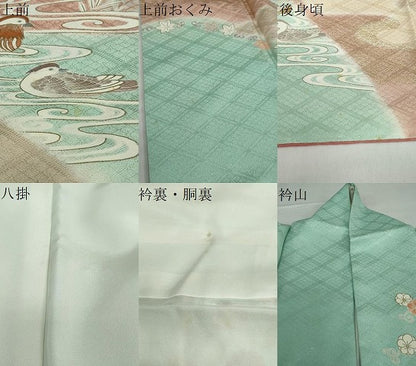 平和屋着物●訪問着　駒刺繍　流水鴛鴦草花文　金彩　高島屋扱い　正絹　逸品　DABD9491ud