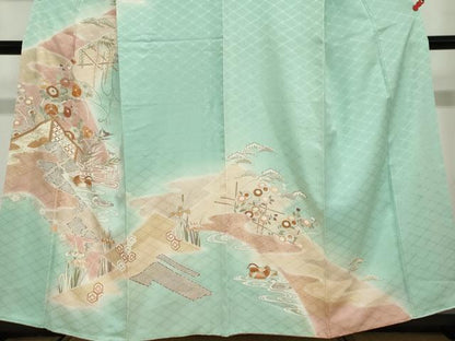 平和屋着物●訪問着　駒刺繍　流水鴛鴦草花文　金彩　高島屋扱い　正絹　逸品　DABD9491ud