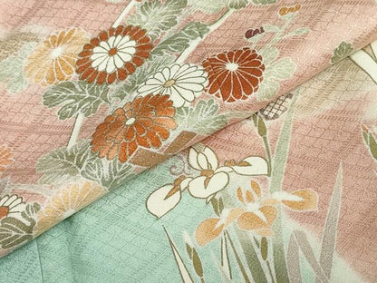 平和屋着物●訪問着　駒刺繍　流水鴛鴦草花文　金彩　高島屋扱い　正絹　逸品　DABD9491ud