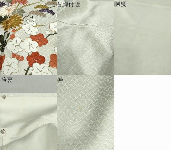 平和屋着物●訪問着　駒刺繍　草花文　正絹　逸品　DABD9493ud