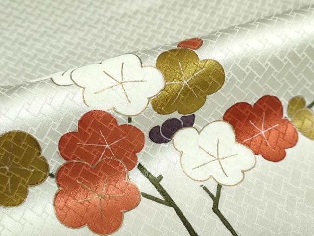 平和屋着物●訪問着　駒刺繍　草花文　正絹　逸品　DABD9493ud