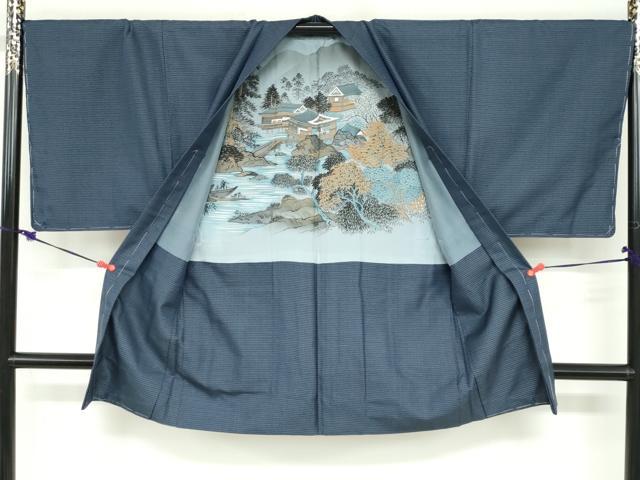 平和屋着物●男性　紬　アンサンブル　長羽織　100亀甲　総詰め　正絹　逸品　未使用　DABD9496ud