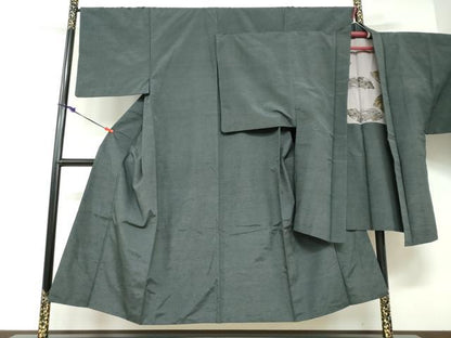 平和屋着物●男性　紬　アンサンブル　羊羹色　正絹　逸品　DABD9498ud