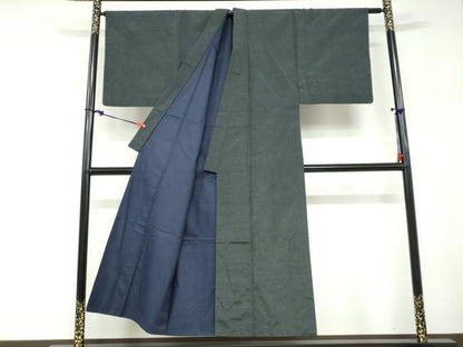 平和屋着物●男性　紬　アンサンブル　羊羹色　正絹　逸品　DABD9498ud