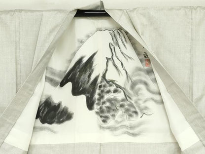 平和屋着物●男性　本場大島紬　アンサンブル　白大島　抽象文様　証紙付き　正絹　逸品　DABD9500ud