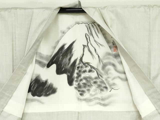 平和屋着物●男性　本場大島紬　アンサンブル　白大島　抽象文様　証紙付き　正絹　逸品　DABD9500ud