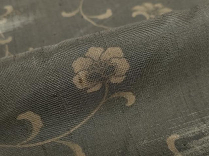 平和屋着物●上質な紬　花唐草　正絹　逸品　DABD9507ud