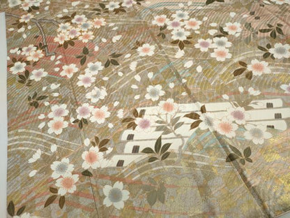 平和屋着物●豪華振袖　駒刺繍　枝桜文　金彩　正絹　逸品　DABD9510ud