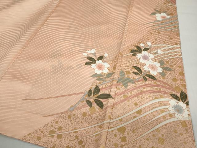 平和屋着物●豪華振袖　駒刺繍　枝桜文　金彩　正絹　逸品　DABD9510ud