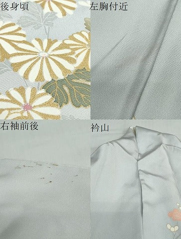 平和屋着物●訪問着　駒刺繍　流水雲取草花文　金彩　正絹　逸品　DABD9511ud