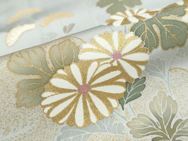 平和屋着物●訪問着　駒刺繍　流水雲取草花文　金彩　正絹　逸品　DABD9511ud