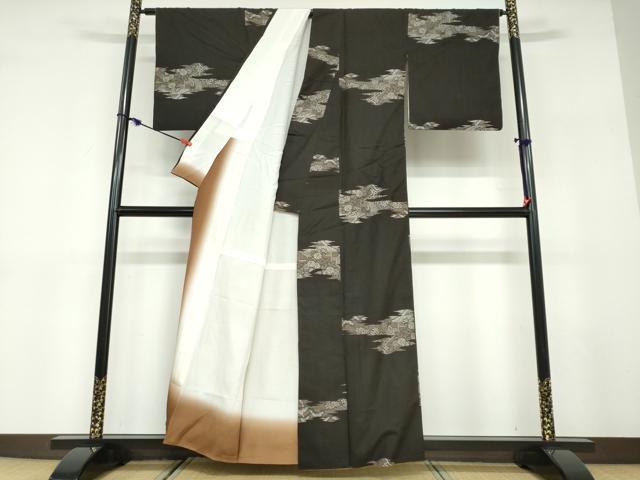 平和屋着物●本場大島紬　9マルキ　地空き　平安草花文　正絹　逸品　DABD9512ud