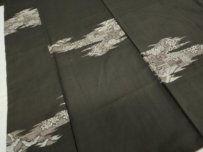 平和屋着物●本場大島紬　9マルキ　地空き　平安草花文　正絹　逸品　DABD9512ud