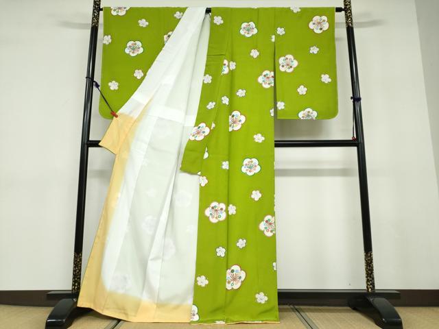 平和屋着物●小紋　舞花文　洗える着物　未使用　DABD9513ud