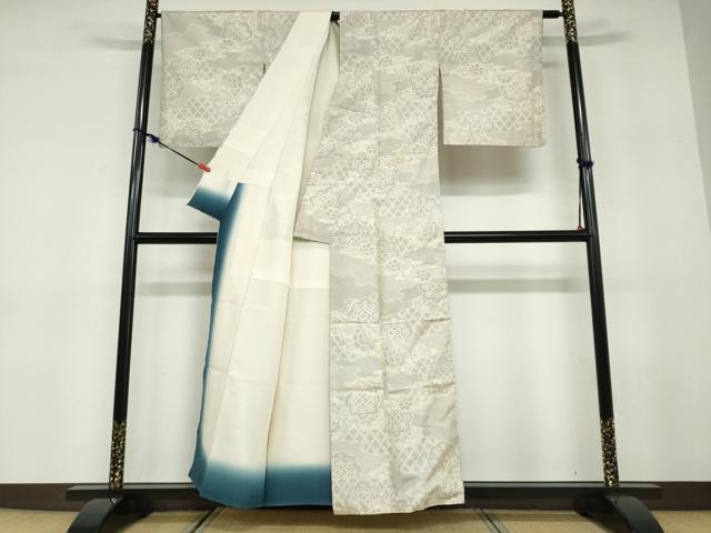 平和屋着物●本場大島紬　白大島　9マルキ　120亀甲　エ霞吉祥草花文　正絹　逸品　DABD9515ud