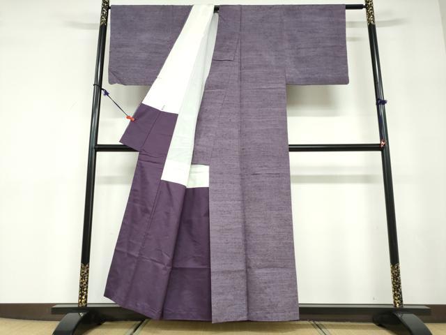 平和屋着物●上質な紬　古代紫色　正絹　逸品　DABD9517ud