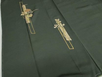 平和屋着物●訪問着　竹屋町刺繍　短冊草花文　金彩　鈴乃屋扱い　正絹　逸品　未使用　DABD9520ud