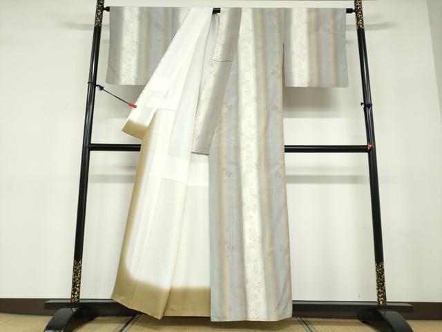 平和屋着物●結城紬　80亀甲　葡萄蔦の葉文　正絹　逸品　DABD9521ud