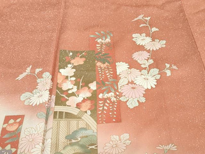 平和屋着物●訪問着　刺繍　短冊草花籬文　暈し染め　金彩　正絹　逸品　DABD9523ud