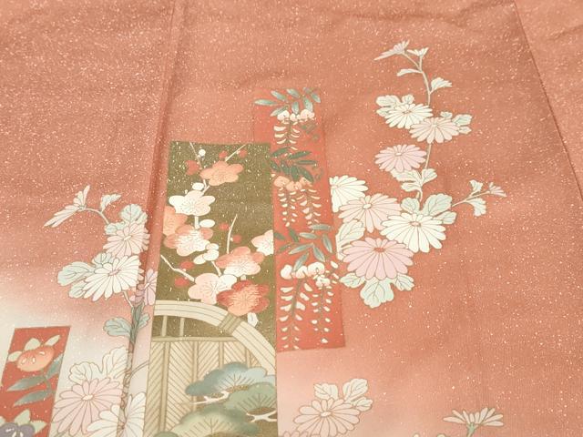 平和屋着物●訪問着　刺繍　短冊草花籬文　暈し染め　金彩　正絹　逸品　DABD9523ud