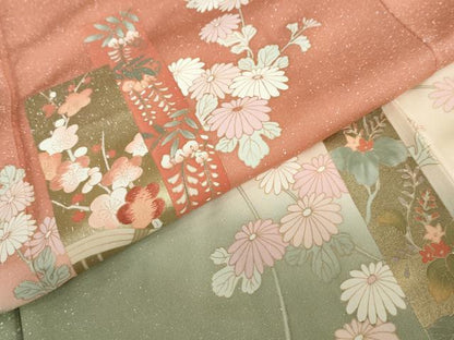 平和屋着物●訪問着　刺繍　短冊草花籬文　暈し染め　金彩　正絹　逸品　DABD9523ud