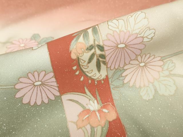 平和屋着物●訪問着　刺繍　短冊草花籬文　暈し染め　金彩　正絹　逸品　DABD9523ud