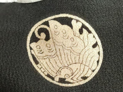 平和屋本店●アンティーク　大正ロマン　振袖　駒刺繍　几帳飛鶴草花文　黒地　正絹　逸品　DABD9526ud