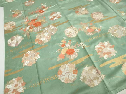 平和屋着物●訪問着　駒刺繍　飾花文　金彩　正絹　逸品　DABD9532ud