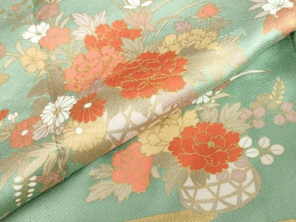 平和屋着物●訪問着　駒刺繍　飾花文　金彩　正絹　逸品　DABD9532ud