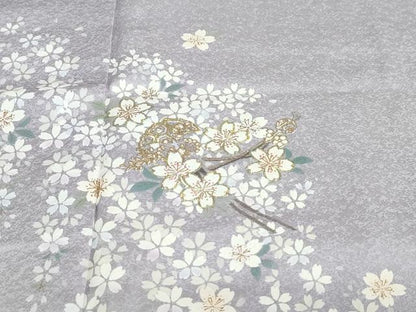 平和屋着物●訪問着　舞桜文　簪　暈し染め　金彩　やまと誂製　正絹　逸品　DABD9533ud