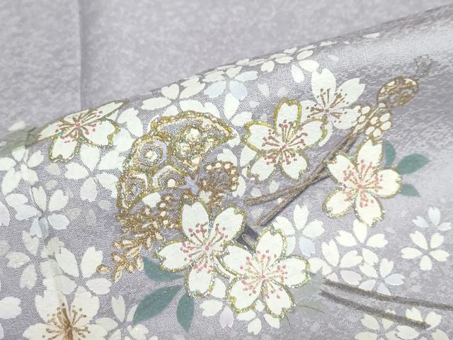 平和屋着物●訪問着　舞桜文　簪　暈し染め　金彩　やまと誂製　正絹　逸品　DABD9533ud