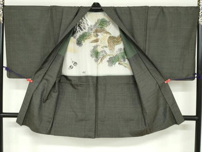 平和屋着物●男性　本場大島紬　アンサンブル　長羽織　80亀甲　総詰め　証紙付き　キングサイズ　正絹　逸品　DABD9535ud
