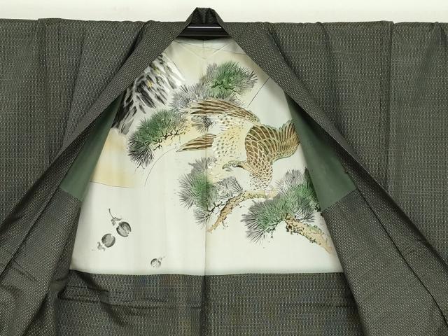 平和屋着物●男性　本場大島紬　アンサンブル　長羽織　80亀甲　総詰め　証紙付き　キングサイズ　正絹　逸品　DABD9535ud