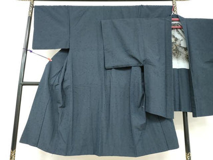 平和屋着物●男性　髭紬　アンサンブル　正絹　逸品　DABD9536ud