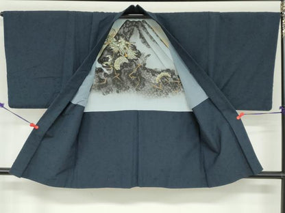平和屋着物●男性　髭紬　アンサンブル　正絹　逸品　DABD9536ud