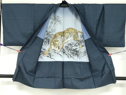 平和屋着物●男性　本場大島紬　アンサンブル　長羽織　100亀甲　総詰め　正絹　逸品　DABD9537ud
