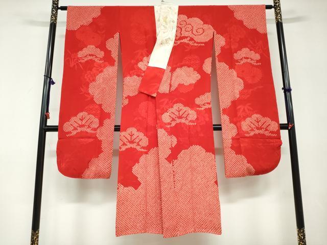 平和屋本店●アンティーク　大正ロマン　振袖　長襦袢（袷）セット　駒刺繍　飛鶴草花文　半衿刺繍　正絹　逸品　DABD9538ud