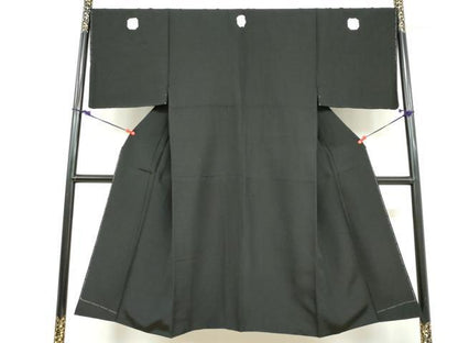 平和屋着物●男性　黒紋付　羽織・長襦袢（袷）セット　羽裏：風景文　反端付き　正絹　逸品　未使用　DABD9539ud