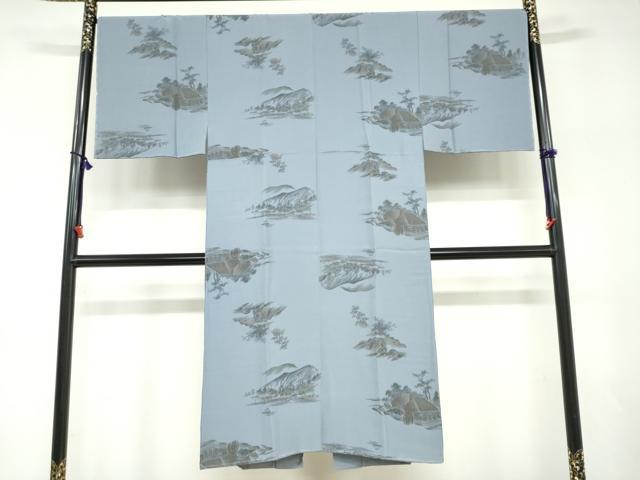 平和屋着物●男性　黒紋付　羽織・長襦袢（袷）セット　羽裏：風景文　反端付き　正絹　逸品　未使用　DABD9539ud