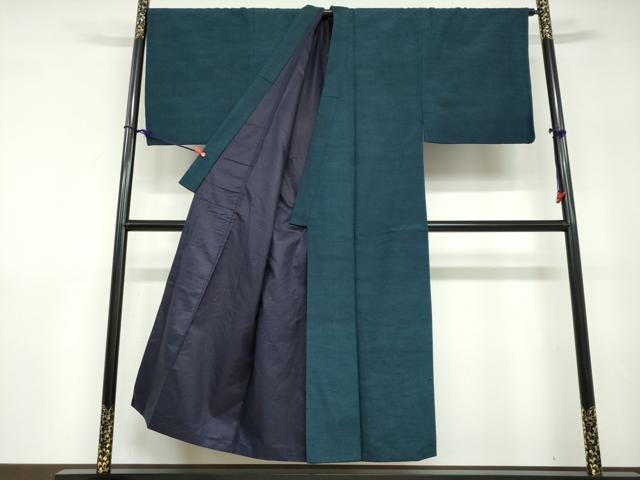 平和屋着物●男性　紬　アンサンブル　長羽織　長襦袢（袷）セット　褐返色　キングサイズ　正絹　逸品　DABD9540ud
