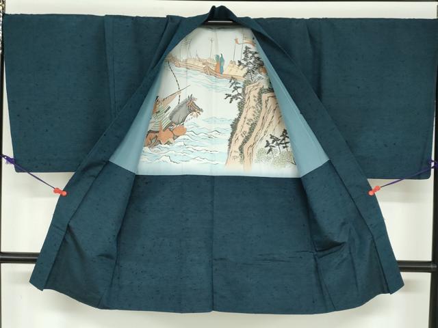 平和屋着物●男性　紬　アンサンブル　長羽織　長襦袢（袷）セット　褐返色　キングサイズ　正絹　逸品　DABD9540ud